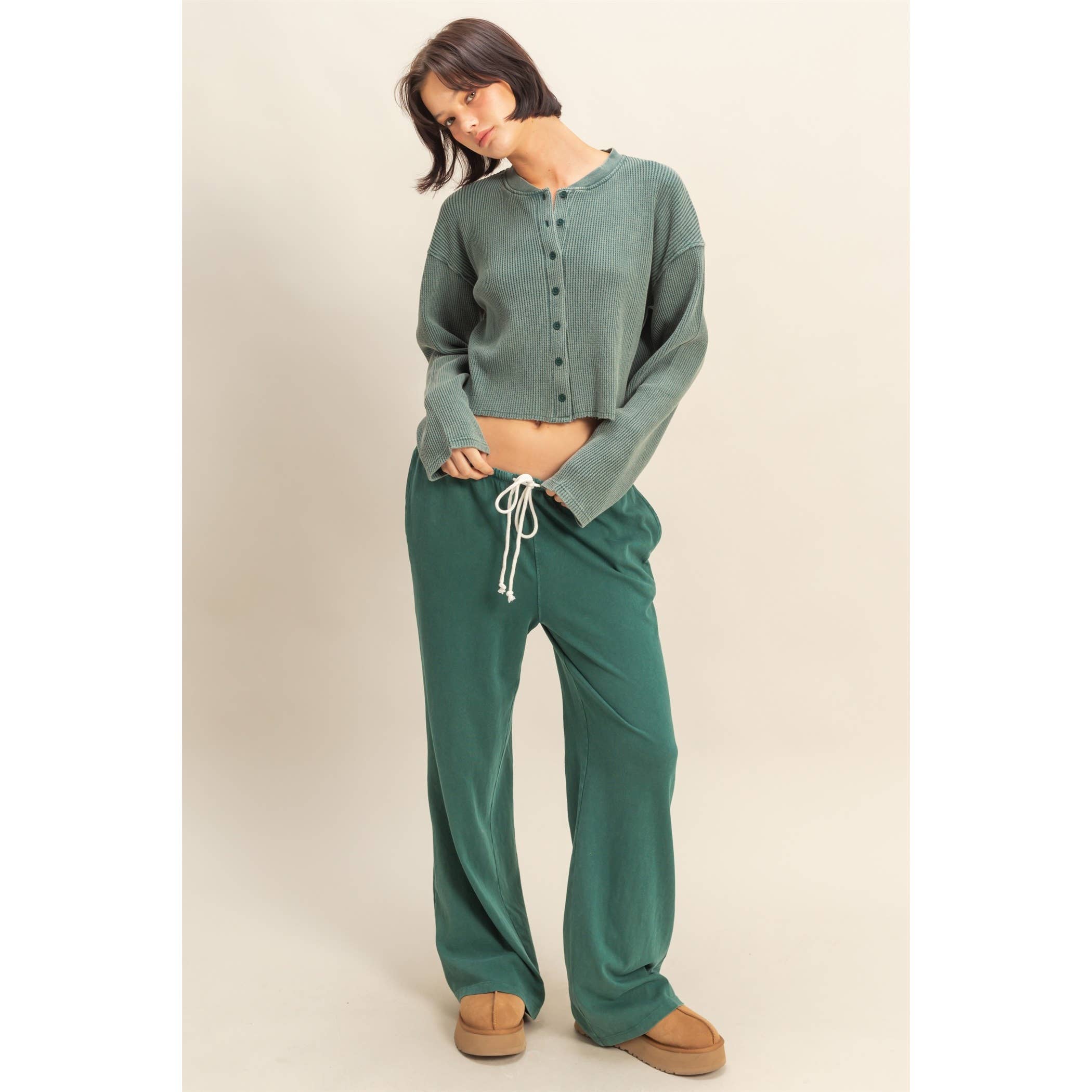 Double Zero - Vendita all'ingrosso Pantaloni sportivi/da jogging loungewear - Donna - Pantaloni rilassati a vita con coulisse lavati con minerali25
