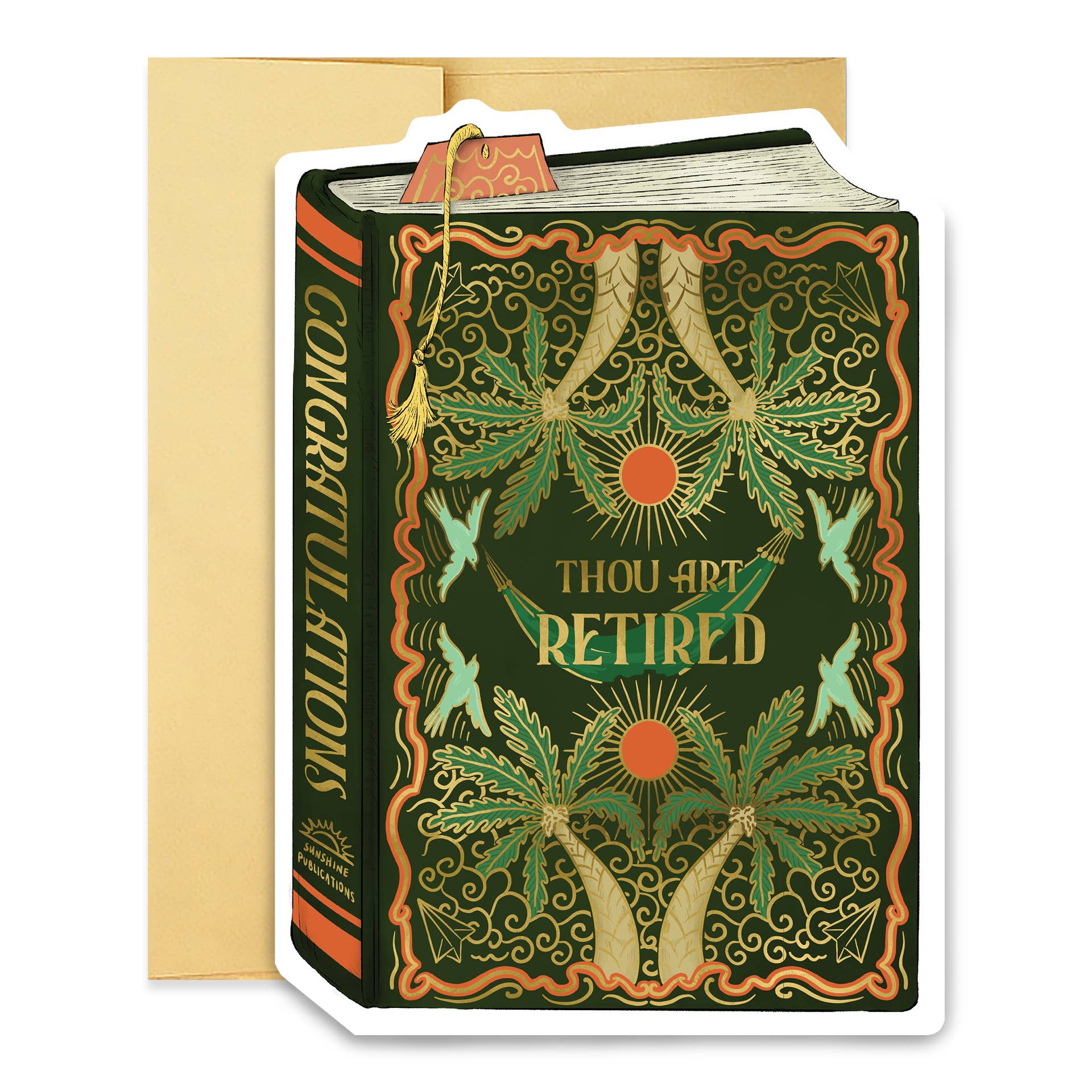 Good Juju Ink - Wholesale Retirement Card - Thou Art Retired Book Cover Diecut Card  1