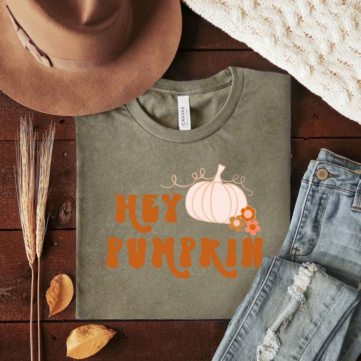 Hey Pumpkin Colorful | Short Sleeve Graphic Tee | Fall for wholesale by Olive And Ivory Wholesale