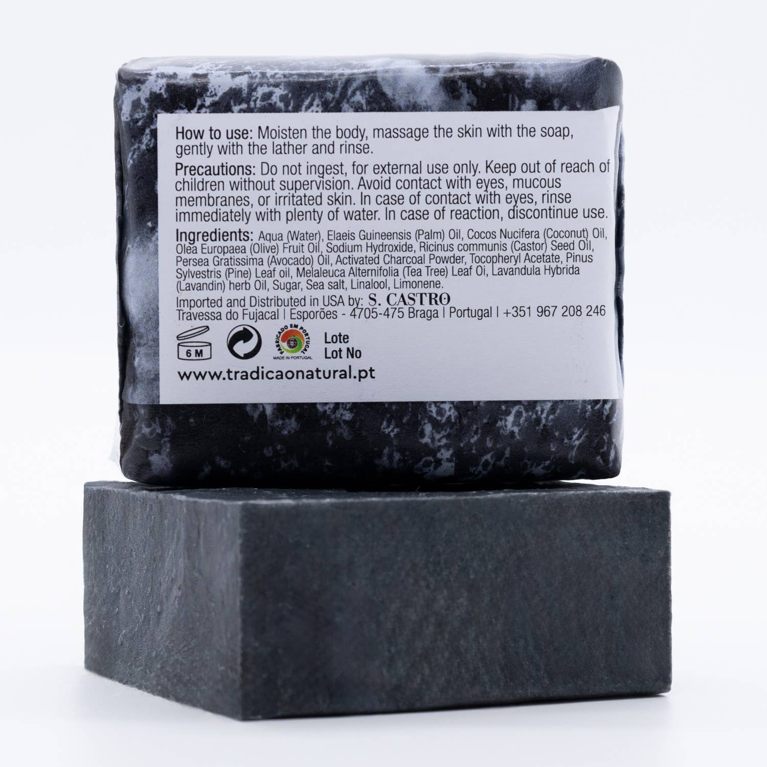 Tradição Natural - Wholesale Bar Soap - Solid Soap Activated Charcoal - handmade - 100 g1