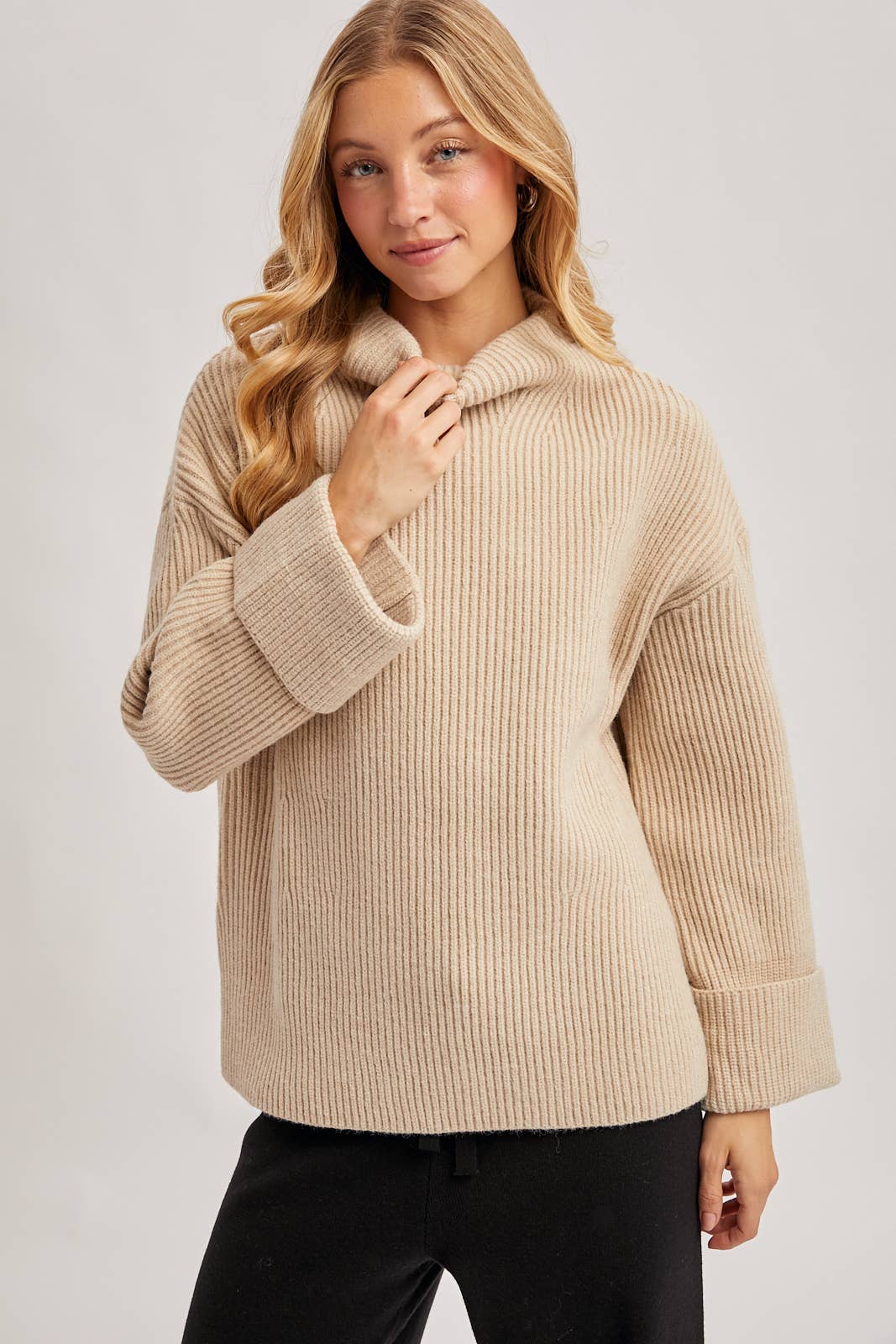 Bluivy - Wholesale Knit Sweater - Women's - FUNNEL NECK OVERSIZED PULLOVER1