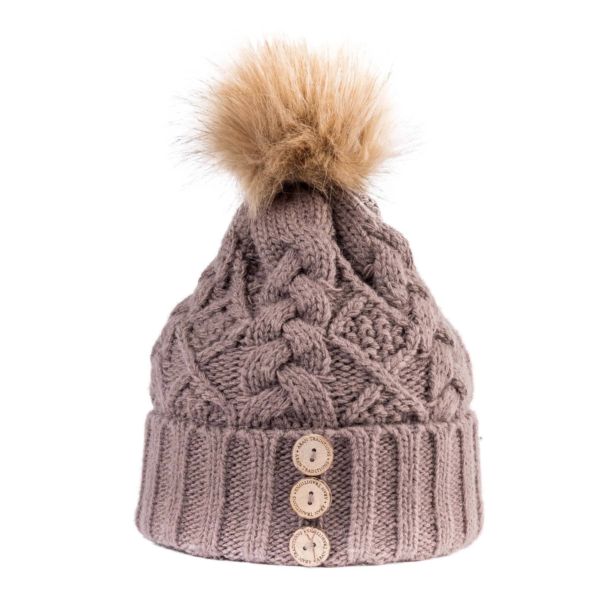 Aran Traditions - Wholesale Beanie - Women's - Aran Diamond Cable Button Hat13