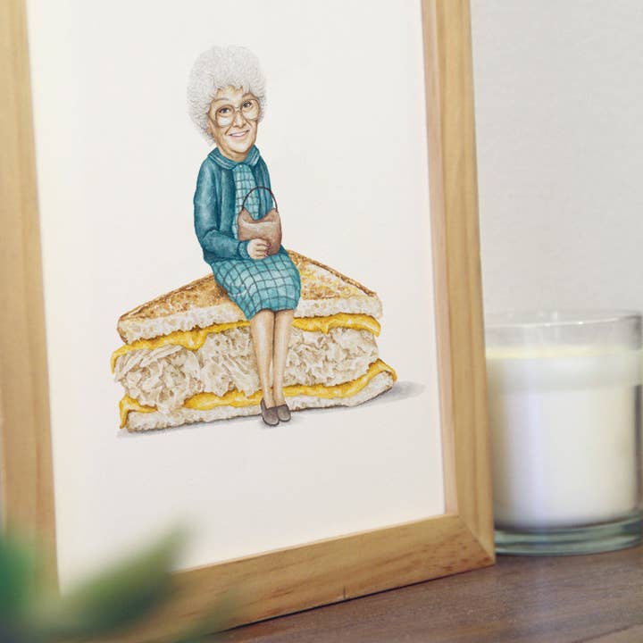 Celebs on Sandwiches – Impressão artística por atacado – Estelle Getty - Golden Girls - Impressão em aguarela3