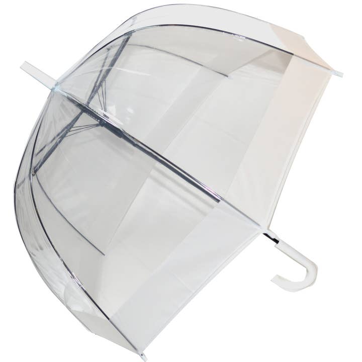 Everyday Walking Stick Style Clear Dome Umbrella with White for wholesale on Faire