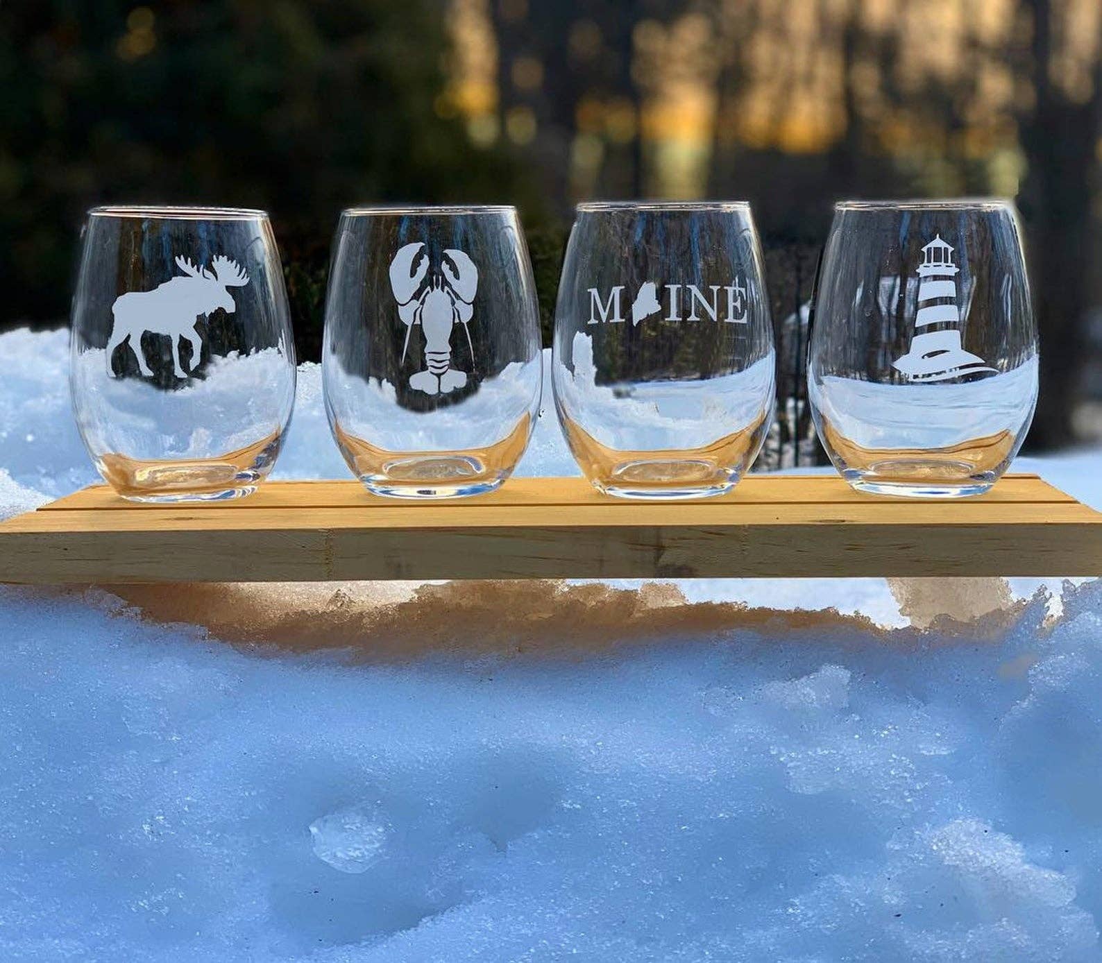 Reclaimed Maine Co. - Wholesale Wine Glass - Maine Inspired Etched Stemless Wine Glasses | Maine Gifts