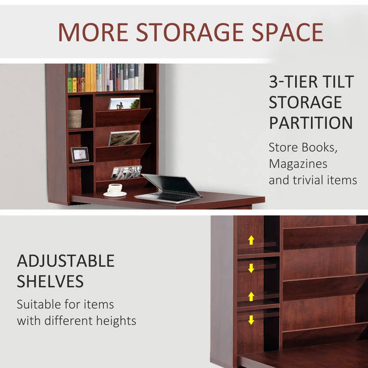 39F Inc. - Wholesale Desk Set - Wall-Mounted Folding Desk with Storage Shelves, Space-Saving6