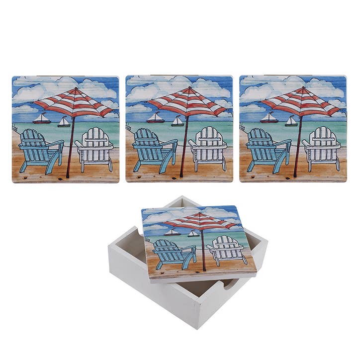 Adirondack Beach Chair with Umbrella 4 Piece Coaster Set for wholesale by CB Home Collection