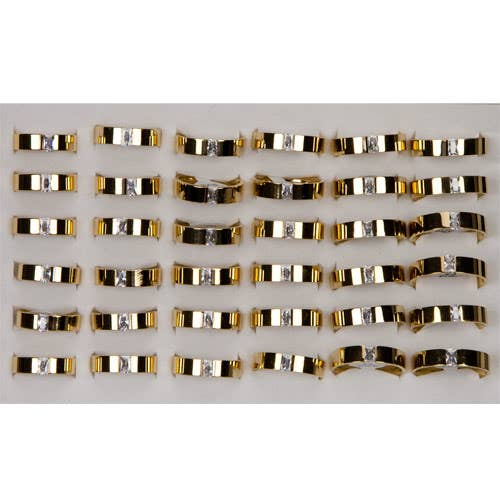 EHAWA - Vente Solitaire - Bague en acier inoxydable avec pierre, couleur or0