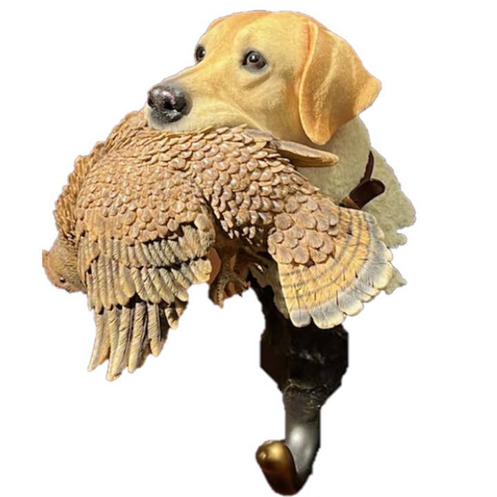 Yellow Lab with Grouse Coat Hanger for wholesale by Natures Window