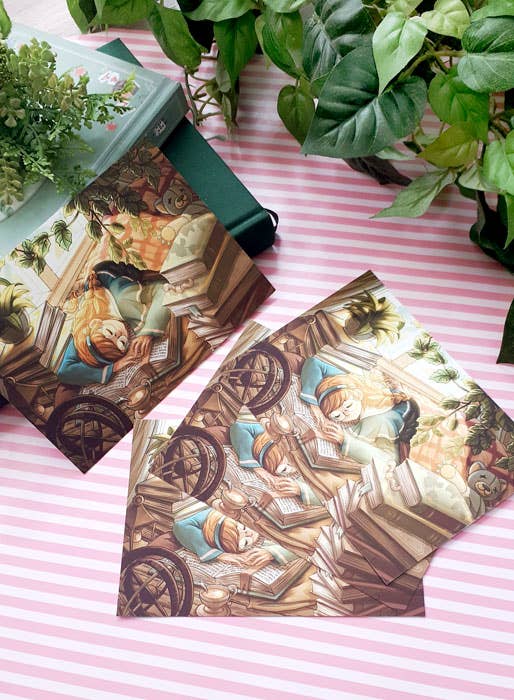 Dreamchaserart – Engroshandel Postkort – Dreamy Bookworm postkort2