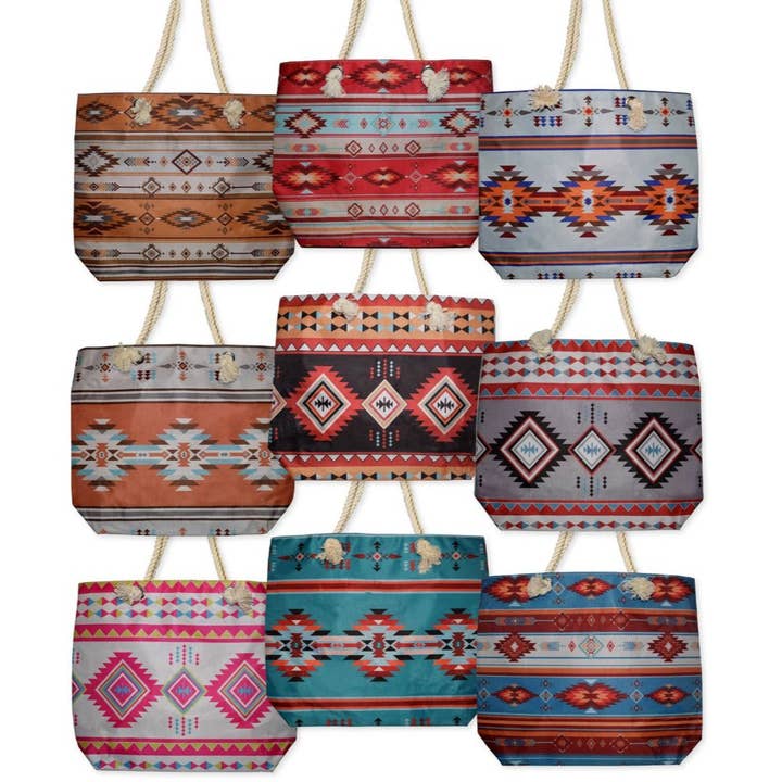El Paso Saddleblanket - Wholesale Beach Bag - 9 PC Southwest Beach Tote Bags