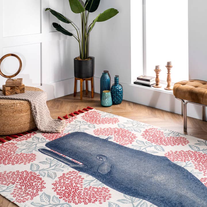 Multi Thomas Paul Flatweave Cotton Whale Area Rug for wholesale on Faire7