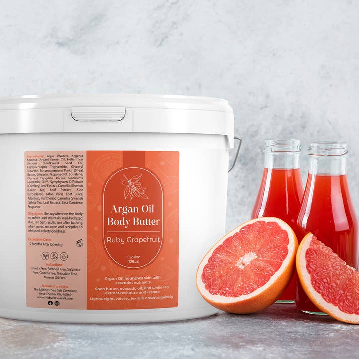 The Midwest Sea Salt Company - Wholesale Body balm/butter - Ruby Grapefruit Argan Oil Body Butter - 1 Gallon4