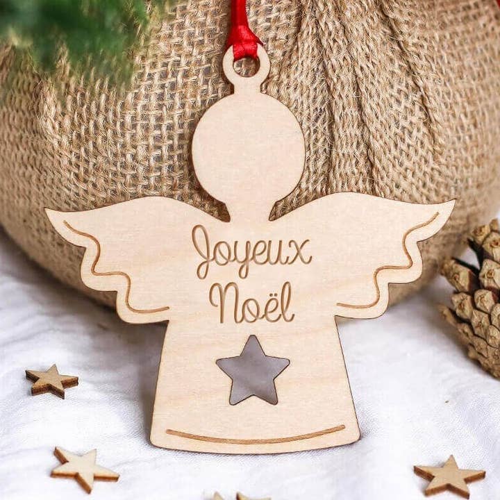 Bola di Natale - Angelo di Natale in legno di betulla per la vendita all'ingrosso da parte di Ourson Câlin