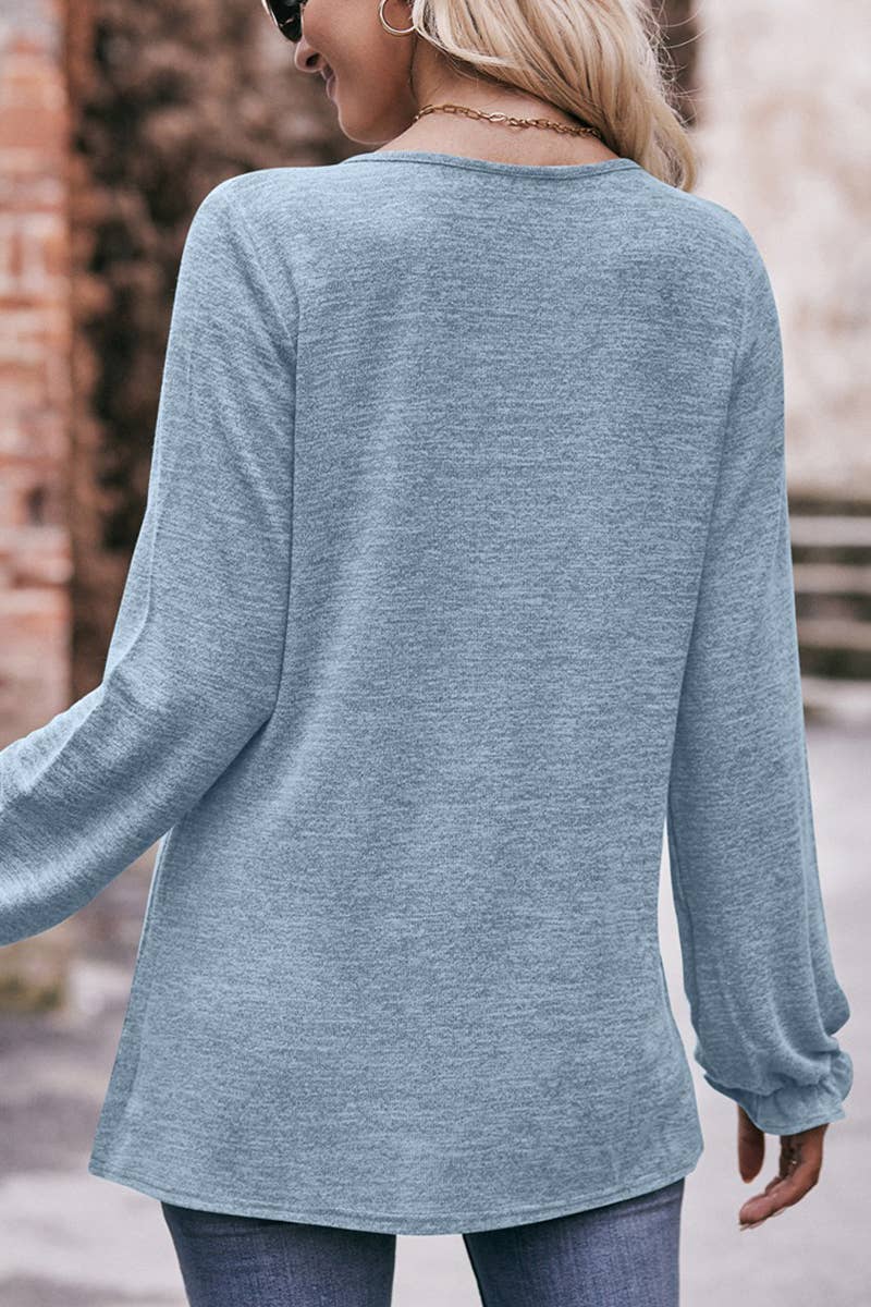 Lily Clothing - Wholesale Knit Top - Women's - WOMEN OVERSIZED LOOSE FIT SHIRRED PULLOVER TOP_CWTTL094010