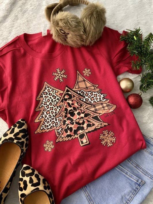 L&B Life - Wholesale Screen Printed T-Shirt - Women's - Bella Canvas Snow Three Trees Cute, Trees, Trendy1