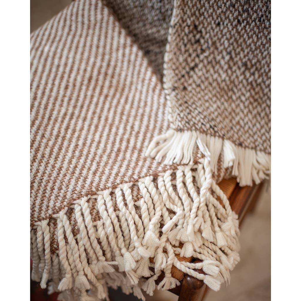 SLATE + SALT - Wholesale Throw Blanket - Chunky Camel Stripe Alpaca Throw Blanket3