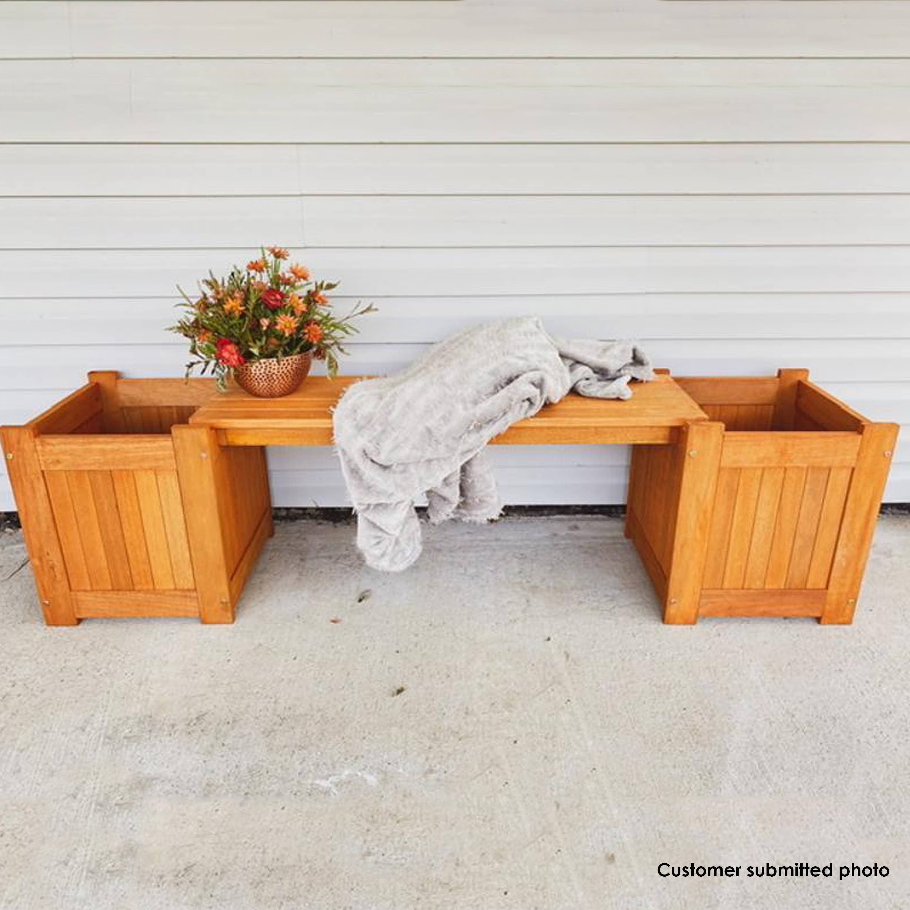 Sunnydaze Decor - Wholesale Bench - Meranti Wood Outdoor Bench with Planter Boxes9