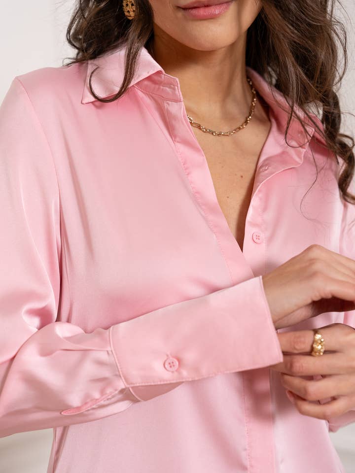 Léa Satin Shirt (S-M-L-XL) - CK08091 for wholesale by CHOKLATE PARIS