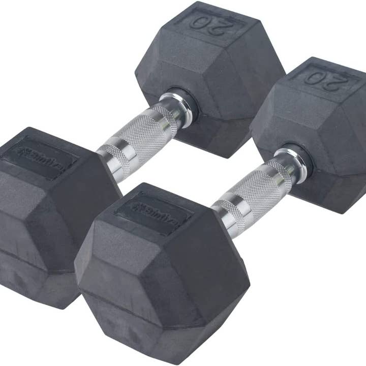 Bintiva - Wholesale Fitness Equipment - Rubber Coated Hexagon Dumbbells - Set of 2