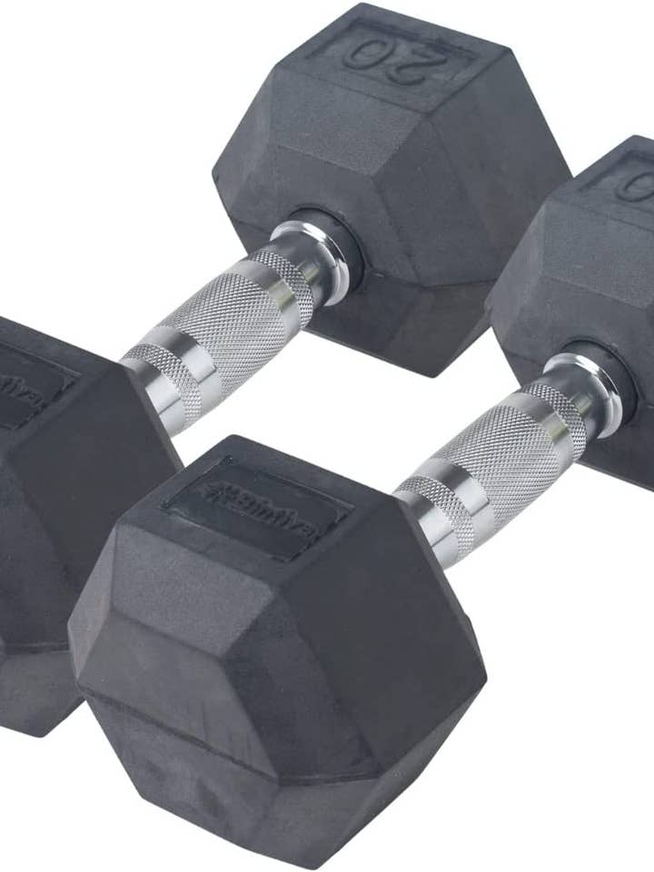 Rubber Coated Hexagon Dumbbells - Set of 2 and other Purchase wholesale gym. Free returns & net 60 terms on Faire trending on Faire.