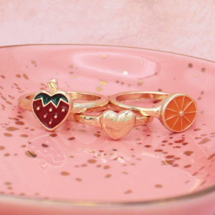 Sweet Love Fruit Heart Gold Ring Set for wholesale by ZAD