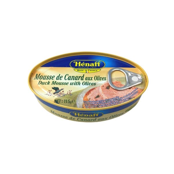 France At Home - Vente Poissons en conserve - Mousse de canard Henaff aux olives 115g0