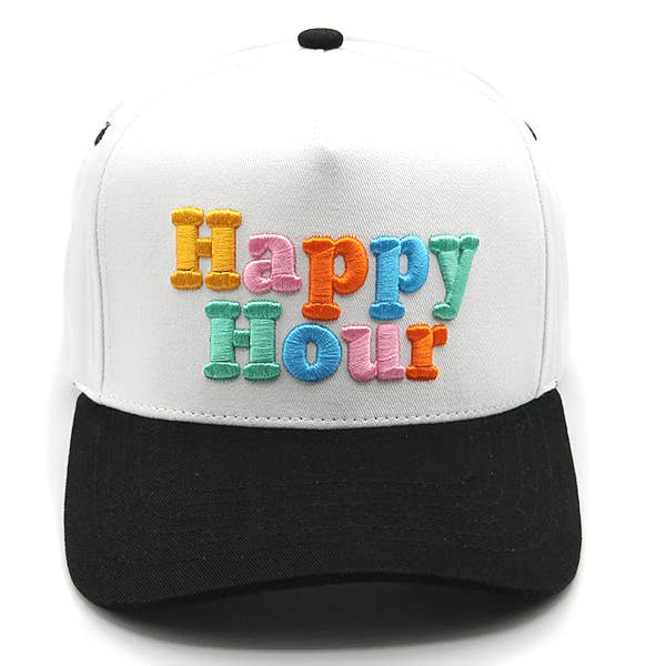MiMi Wholesale - Vente Casquette de camionneur – femme - TCM0033 Casquette Trucker Brodée Happy Hour1