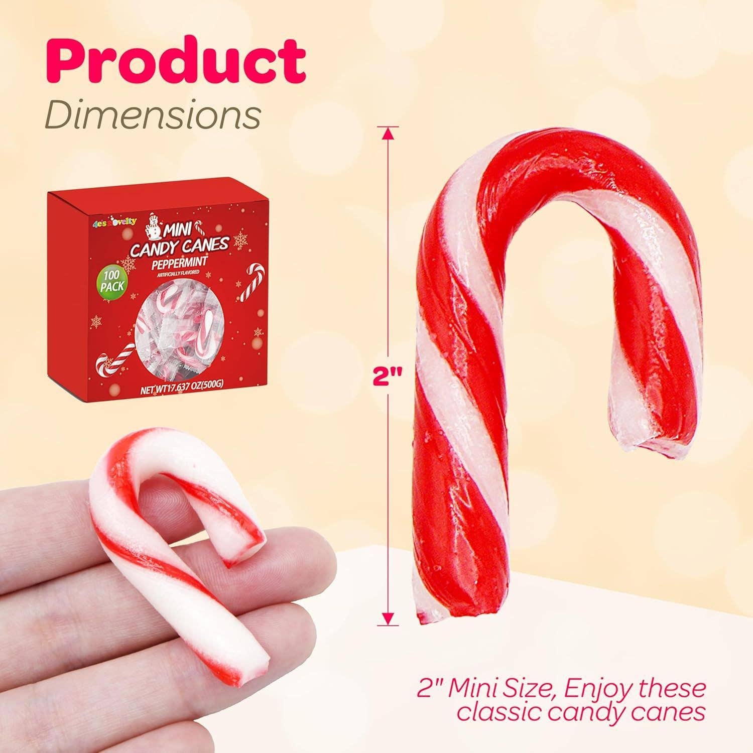 4E's Novelty - Wholesale Candy Cane - 
4E's 100pc Mini Peppermint Candy Canes - 2", Wrapped Treats2