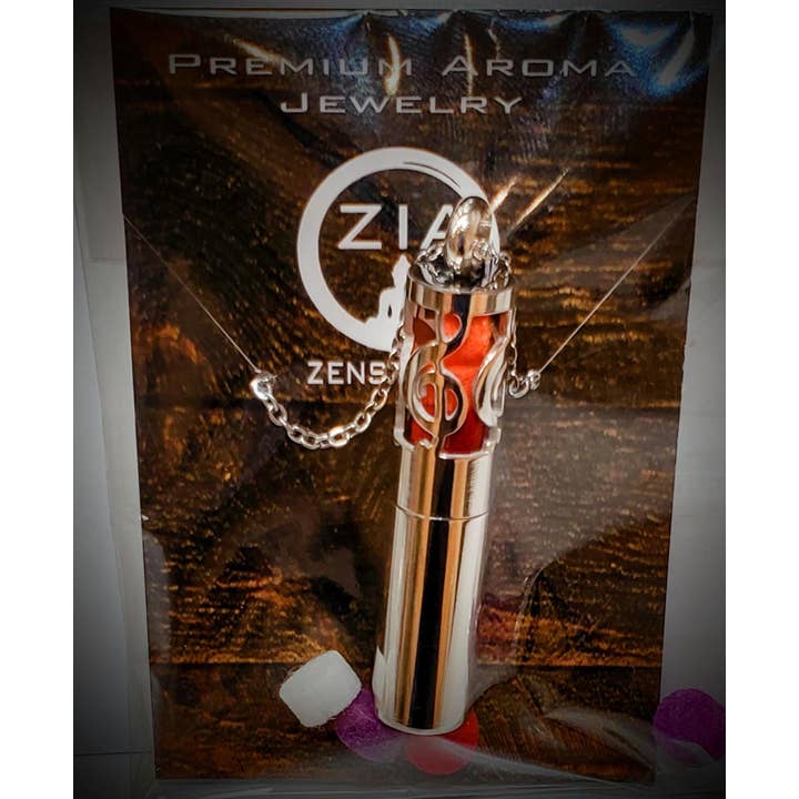 Zia Zensations Inc. - Wholesale Aromatherapy necklace - Feather Cylinder Diffuser Necklace1