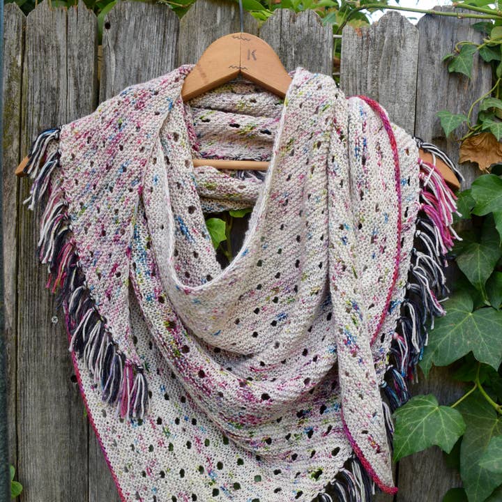 All Knit Up Designs - Wholesale Knitting/Crochet Supplies - Drop the Fringe Shawl Knitting Paper Pattern0