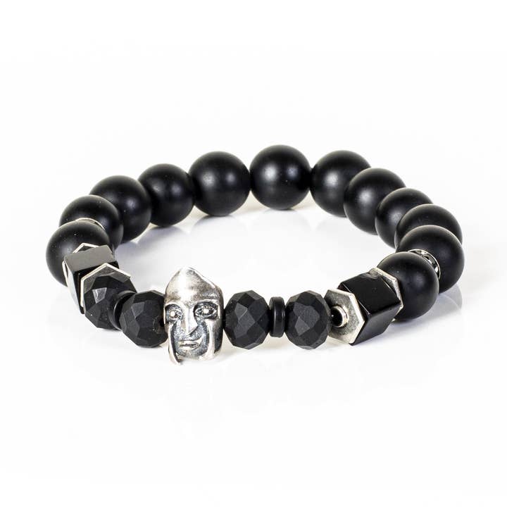 Purity Crest Onyx- og lavastenperlearmbånd til mænd for engroshandel hos The Dark Men