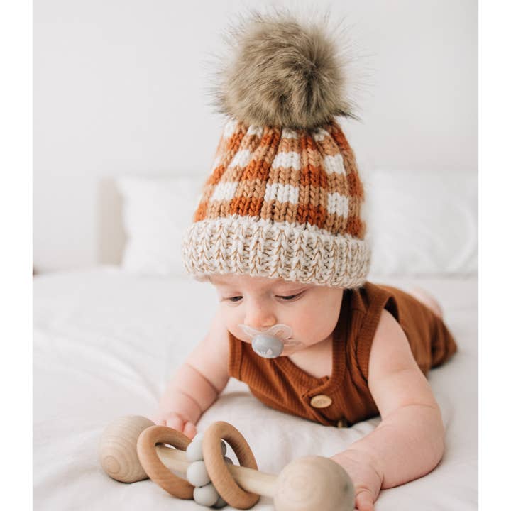 Huggalugs - Wholesale Beanie - Kids - Sienna Buffalo Check Pom Pom Beanie Hat Baby & Kids