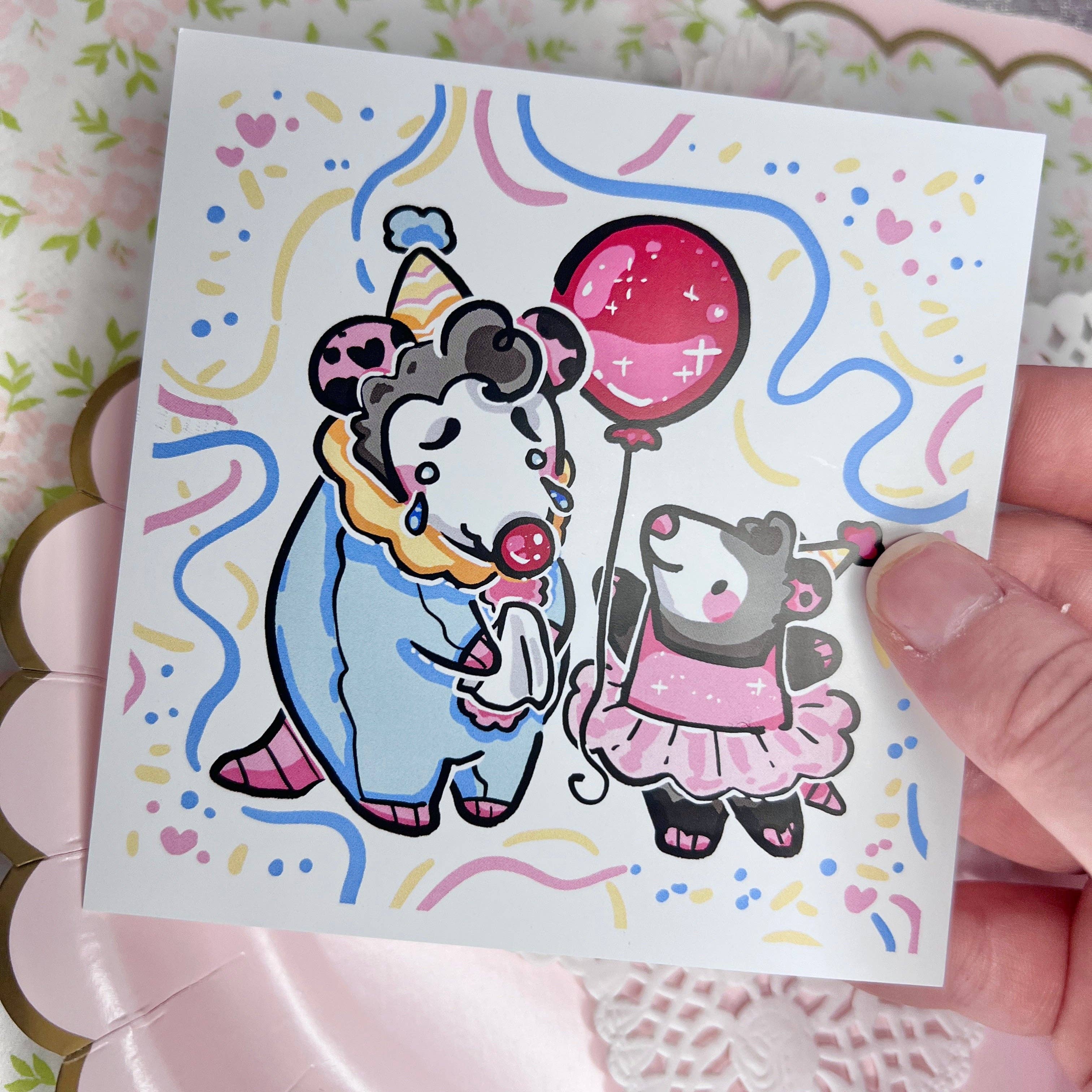 Woolblossom - Wholesale Art Print - Opossum Birthday Cheer Up ~ Print1