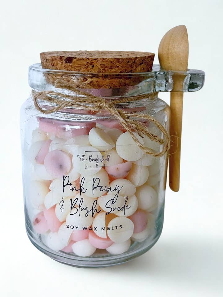 Pink Peony & Blush Suede Wax Melt Scoopies - Soy Wax for wholesale by The Bridgefield Candle Company