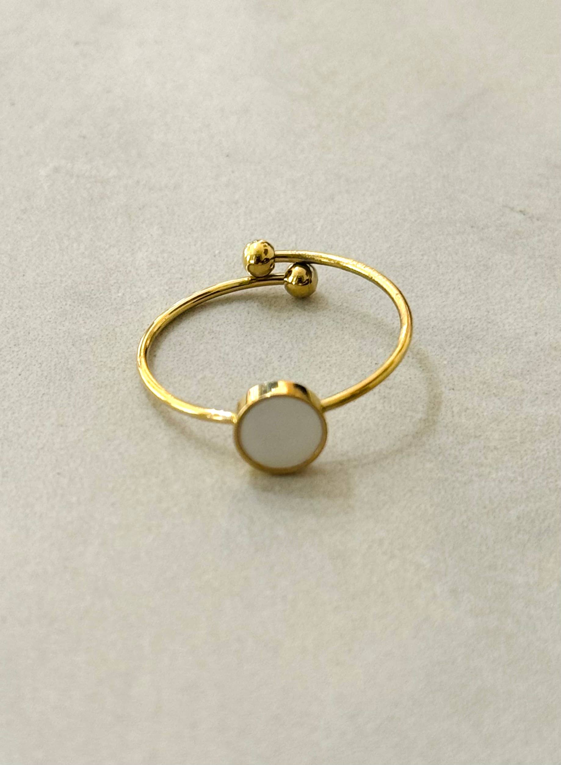 Cassette Barcelona - Wholesale Band/Stacked Ring - Minimal White Dot Adjustable Ring0