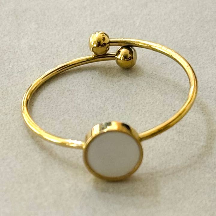 Cassette Barcelona - Wholesale Band/Stacked Ring - Minimal White Dot Adjustable Ring0