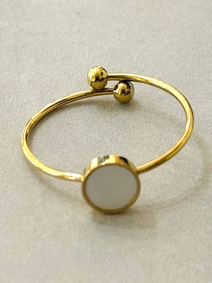 Minimal White Dot Adjustable Ring for wholesale by Cassette Barcelona