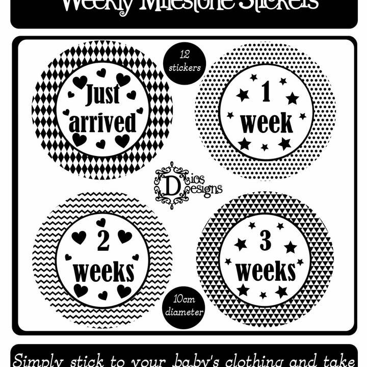 Dios Designs - Venta al por mayor Pegatinas - Niños y bebés - Pegatinas Weekly Journey, monocromáticas4