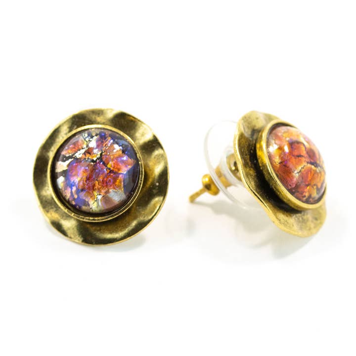 Bohemia antique earring 01 - elegant, with glass tabouchon for wholesale by Sergio Engel jewellery