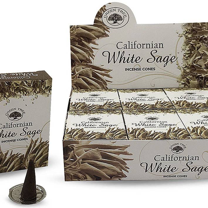 Inc Cone White Sage Gr Tree 10c (12 units) for wholesale by Esoterica Arte