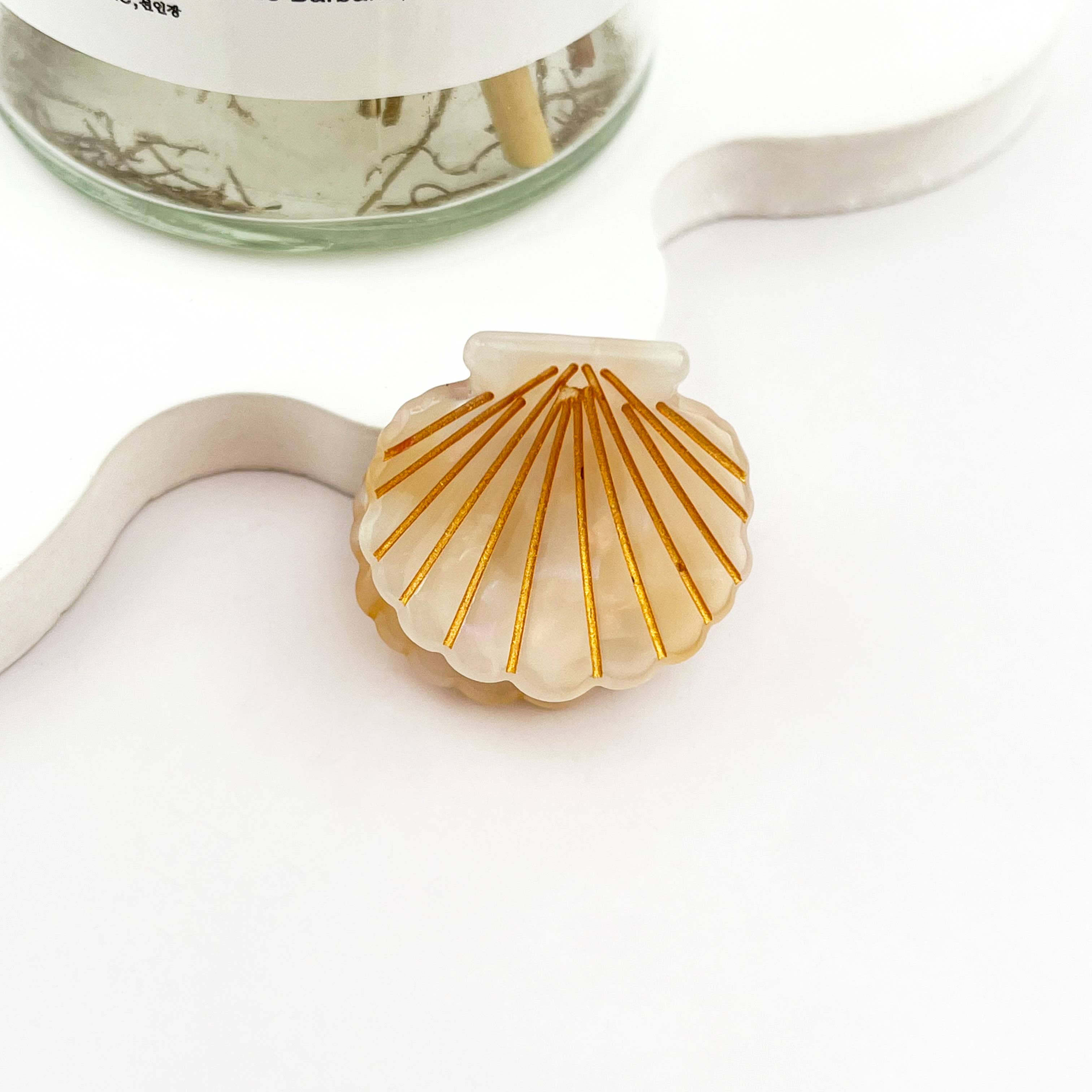 mildstyles - Wholesale Hair Clip - Women's - Cute Mini Small Shell with Gold Line Acetate Hair Claw Clip6