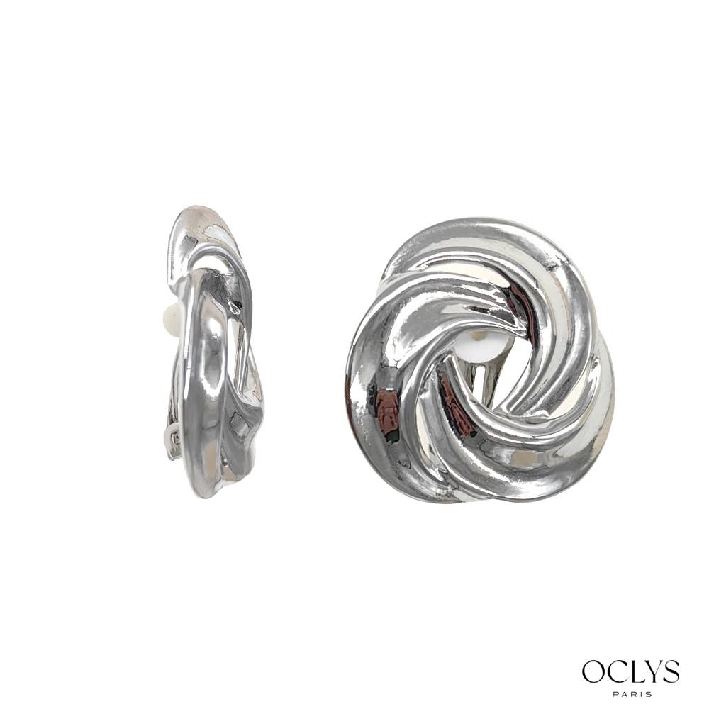 Oclys - Wholesale Clip-On Earrings - Fiori stainless steel oval clip-on earrings1
