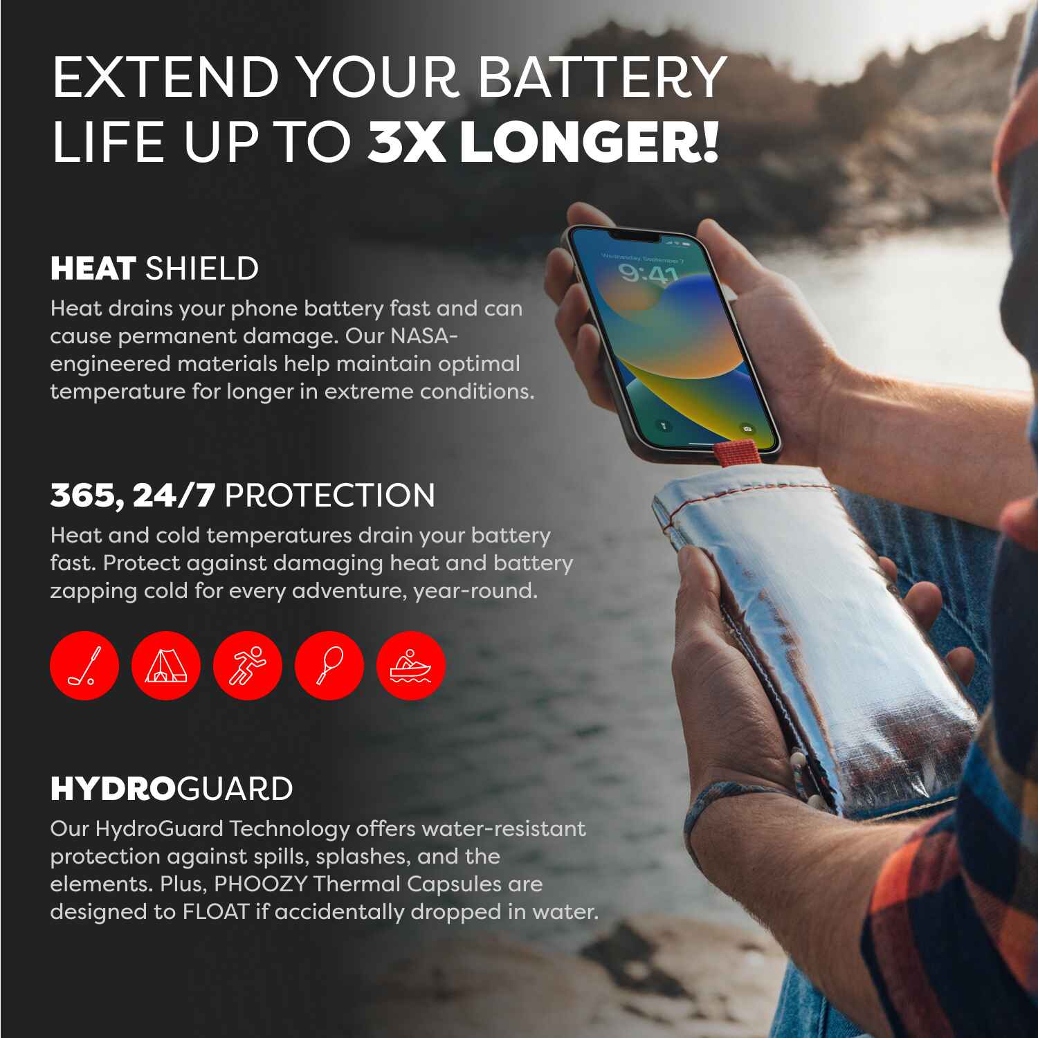 PHOOZY - Wholesale Phone Case - Unisex - Apollo Series Thermal Phone Case - Extends Battery Life 3X2