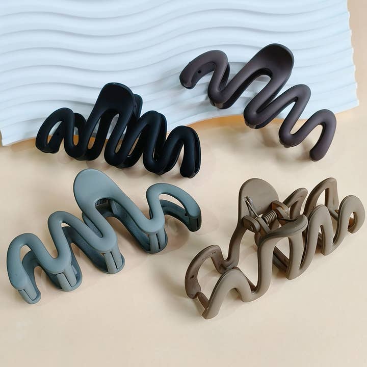 ACCITY - Wholesale Hair Clip - Women's - 4.1"IN WAVY LARGE HAIR CLAW CLIPS FOR WINTER,FALL_CWAHA0397