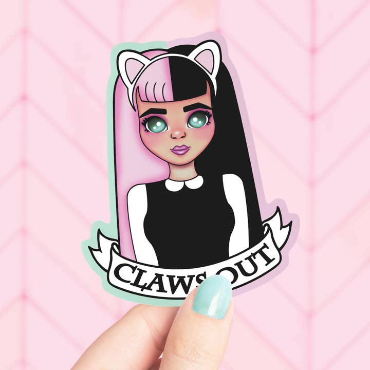 Atomic Lace - Wholesale Sticker - Pastel Goth Claws Out Cat GIrl Vinyl Sticker Grunge Punk1