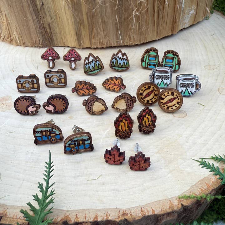 National Parks and Beyond - Wholesale Jewelry Set - Little Pieces of the Wild - Wooden Forest Stud Earrings13