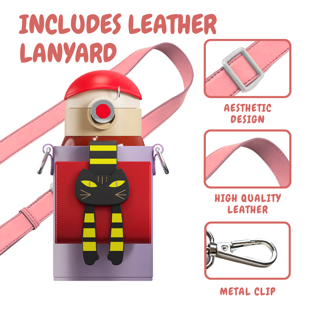 Cocosmile - Wholesale Water Bottle - Lying Cat Thermos With Sleeve - Stainless Steel Kids Bottle2