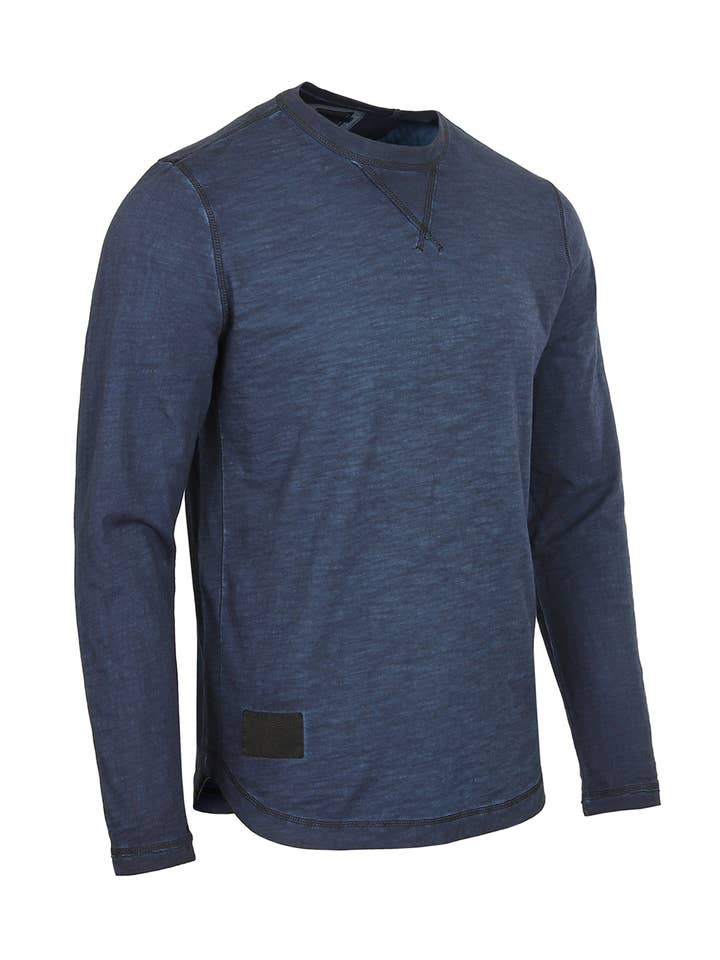 ZIMEGO - Wholesale T-Shirt - Men's - Men's Long Sleeve Crew Neck Vintage Garment Wash T-Shirt