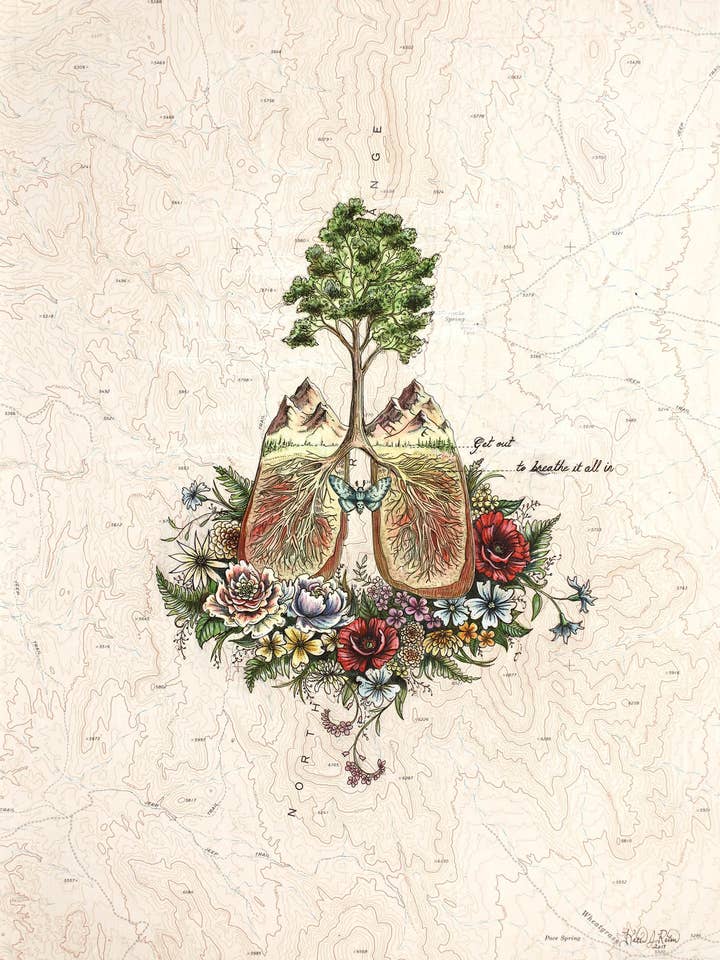 Lung Anatomy, Outdoor Love Fine Art Matted Print for wholesale by Final Switchback by Katie Jeanne Reim